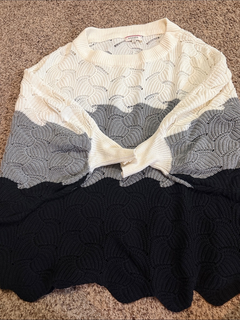 Andree Colorblock Knit Sweater in Cream, Gray & Black